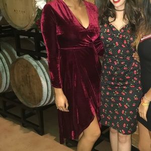 Lulu’s Red Velvet Wrap Dress